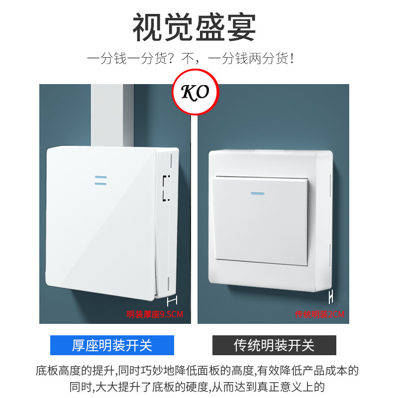 86型大板壁スイッチ五穴ソケット三穴16a明線家庭用ソケットパネル明装スイッチソケット|undefined
