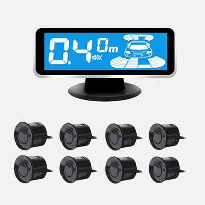 Park radarı Lcd Screen, Adjustable English - four-in-the-front-and-four-in-the-back-eight-probes-voice-buzzer-and-mute