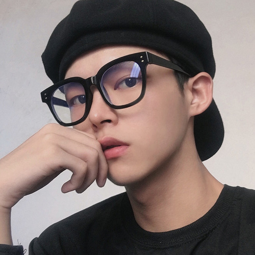 韩国经典黑框男士眼镜防蓝光可配近视2022新款眼镜框潮圆脸平光镜