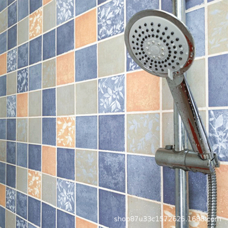 跨境厂家批发卫生间防水墙贴浴室防潮自粘墙纸壁纸厨房翻新地贴纸