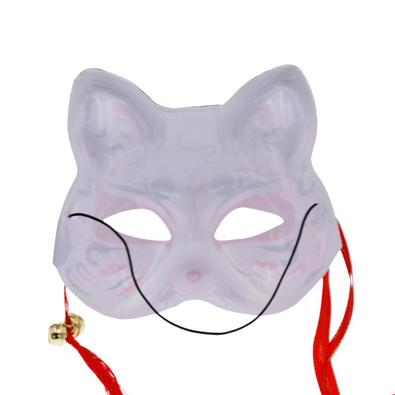 Máscara de cosplay de zorro de media cara, pintada a mano, divertida, de pulpa de papel y plástico, estilo japonés, con diseño floral navideño. image 6