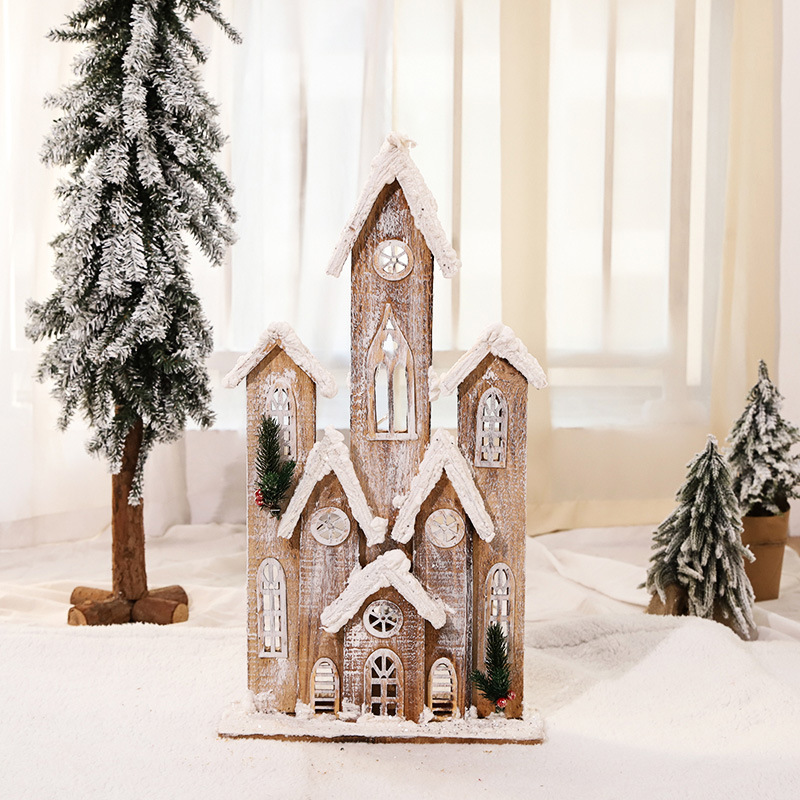 Verzauberte Weihnachtshäuser aus Holz mit LED-Beleuchtung – Verschneite Hütte, Schloss & Blockhütte als Dekoration für Weihnachtsdekorationen, Fensterbänke & Weihnachtsszenen_voghion.com