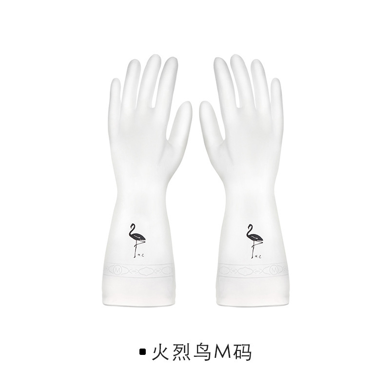 Engrosamiento de látex de caucho de lavandería de goma de plástico resistente al agua hogar de lavado duradero tazón de lana forrado de cocina de las mujeres guantes para lavar platos