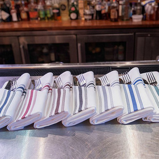 High-grade Western Restaurant Napkin Cloth Mouth Cloth Restaurant High Density Color Strip All Polyester Napkin Wipe Cup Cloth Folded Cloth