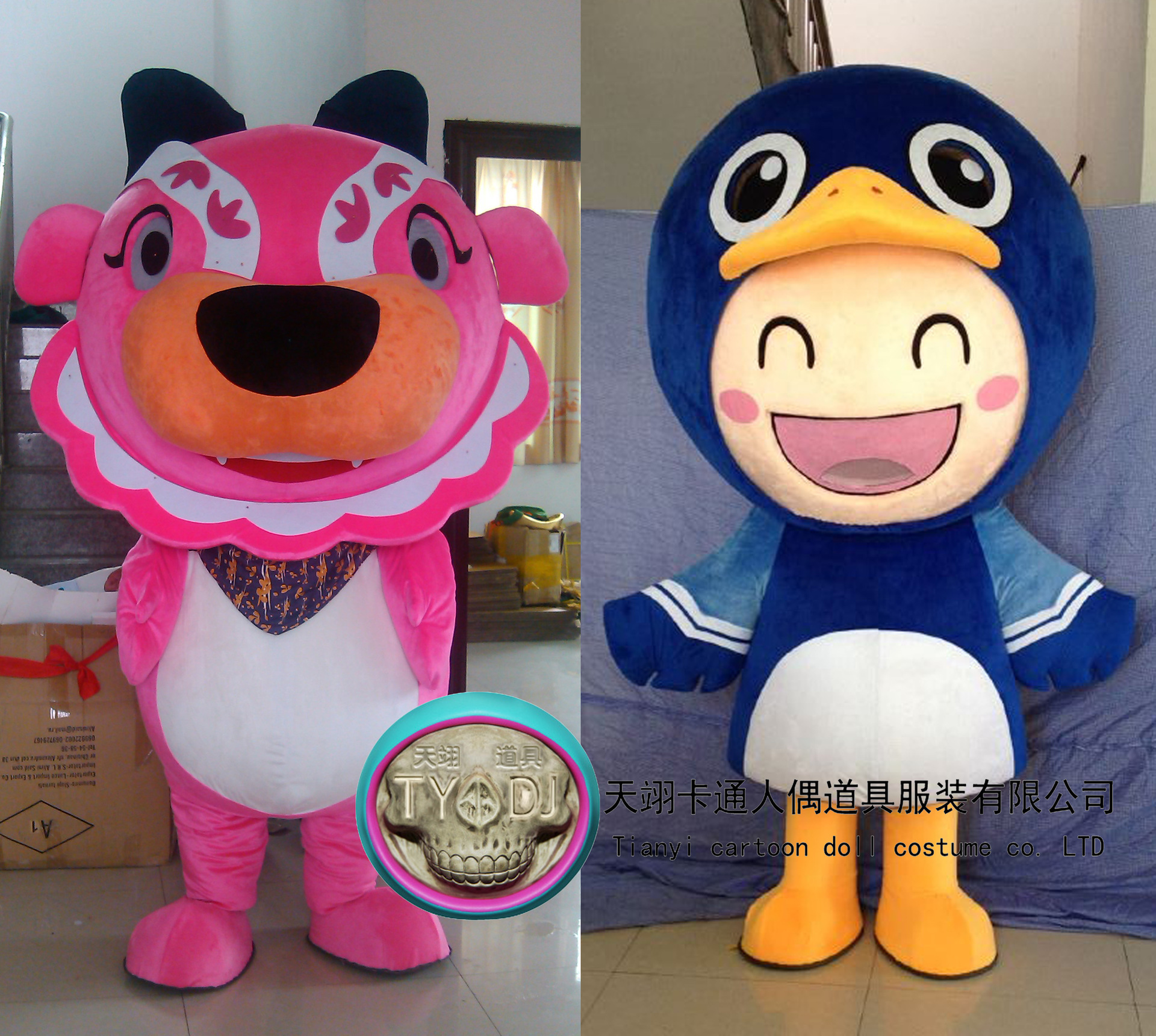 来图定卡通人偶服装舞台表演服装动物形像玩偶狮子充气熊猫喜鹊服