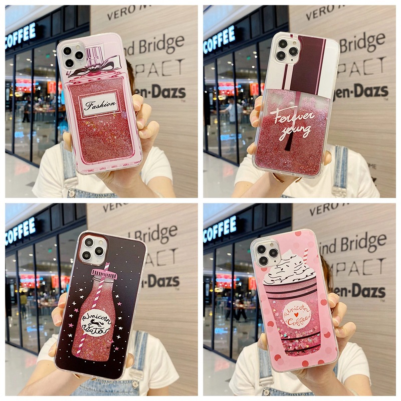 Applicable to iPhone 15Pro phone case Apple 14 perfume Ice cream quicksand shell 13 Beverage bottle nail polish_voghion.com