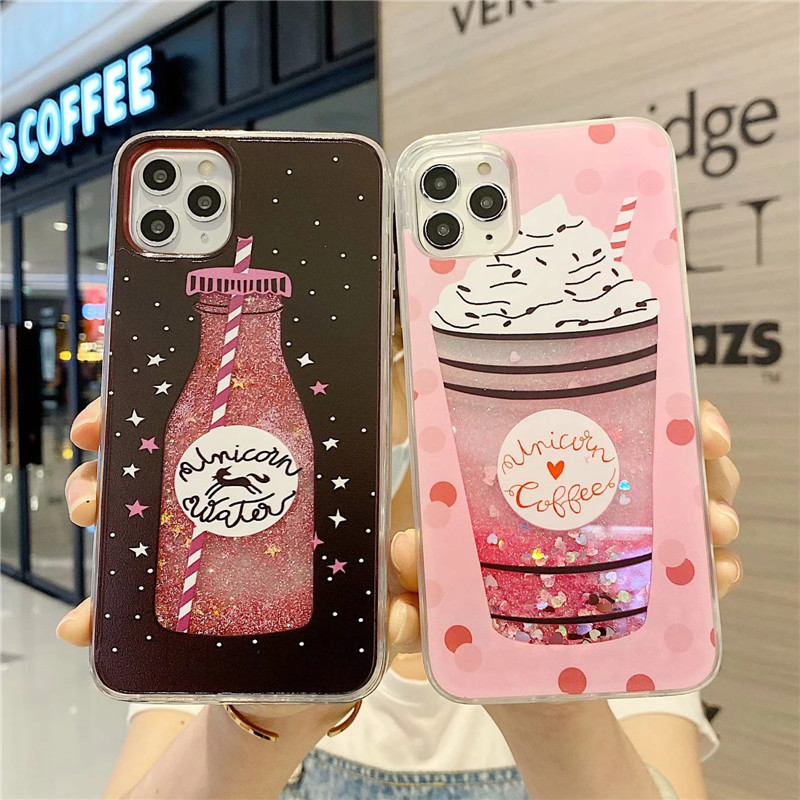 Applicable to iPhone 15Pro phone case Apple 14 perfume Ice cream quicksand shell 13 Beverage bottle nail polish_voghion.com