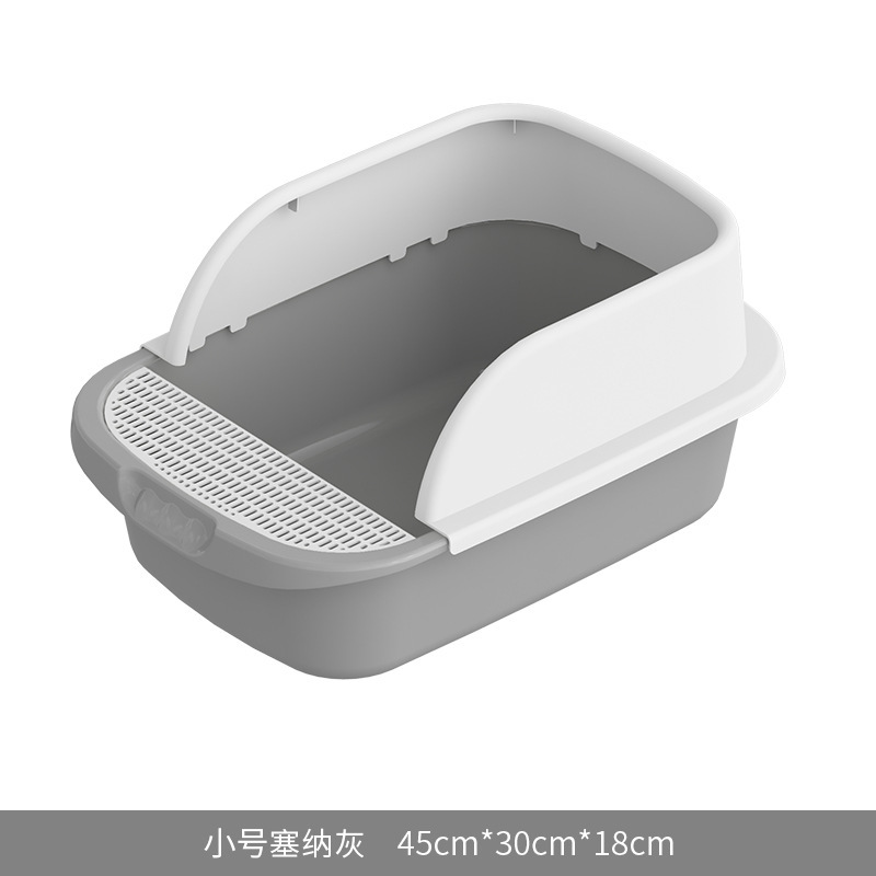Venta al por mayor semicerrado tamaño pequeño caja de arena para gatos anti-salpicaduras gato inodoro desodorante caja de arena para gatos suministros para gatos