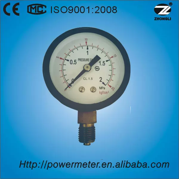 40mm 压力表黑铁壳铜基座双刻度线