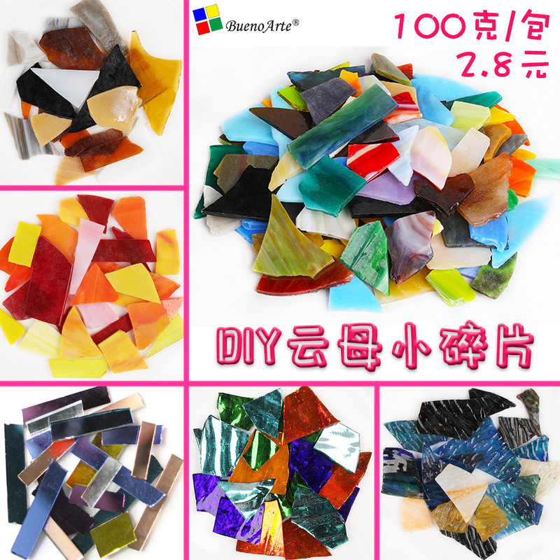 100g Mica Colorfuled Glass Fragments DIY Mosaic Handmade Transparent Translucent Church Broken Glass Sheet Tiffany