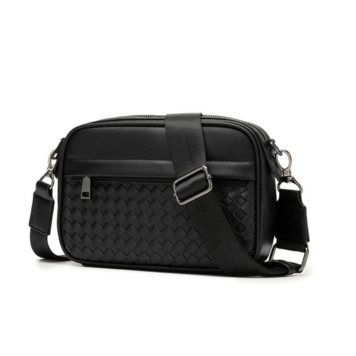 New men's bag: stylish casual small backpack for young men, trendy woven crossbody bag
