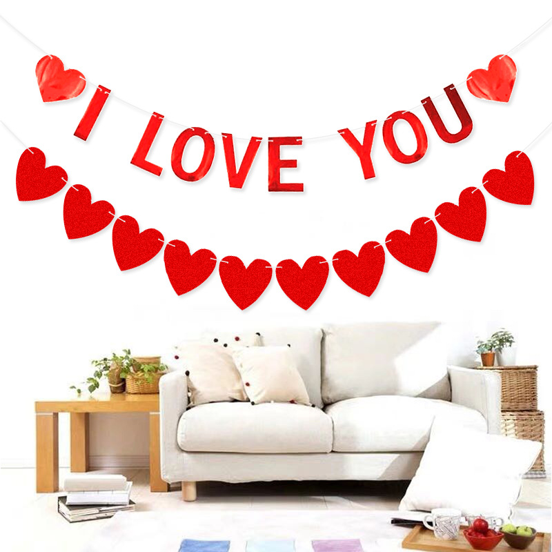 Día de San Valentín, decoración de boda, 10 piezas rojo amor, te amo