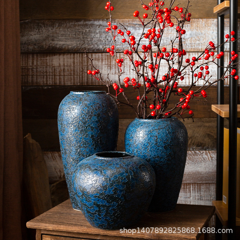 Jingdezhen Ceramic Vase for Flower Arrangement, Water Cultivation, Large Size, Courtyard, Living Room, Dried Flowers, Coarse Pottery Jar, Home Decoration, New Flower Pot