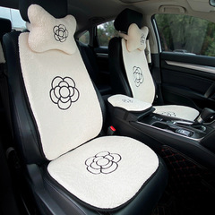 Car seat cushion winter backrest lambskin seat cushion new short hair car mat single wool pad three-piece set