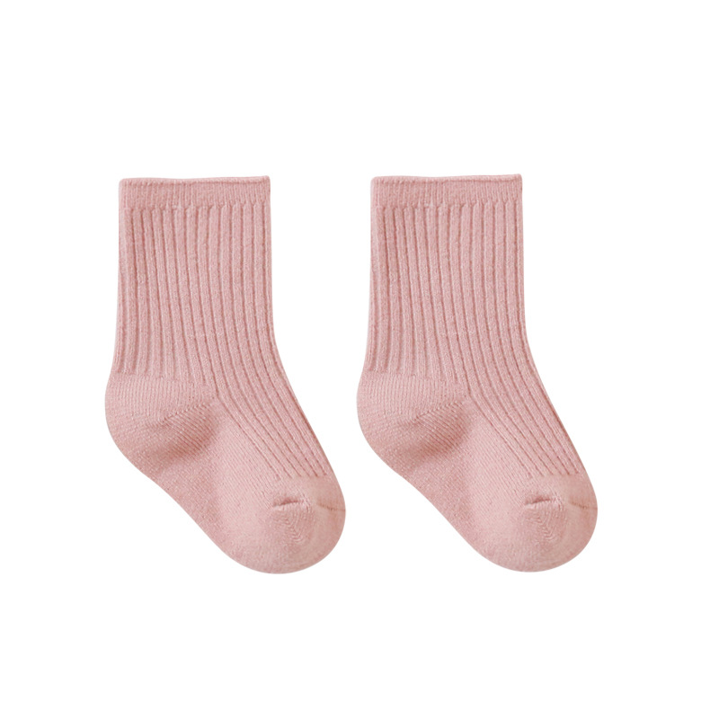 Calcetines de bebé Otoño e Invierno Nuevo cepillado cálido engrosado cepillado calcetines recién nacidos bebé peinado algodón doble aguja media pantorrilla Calcetines