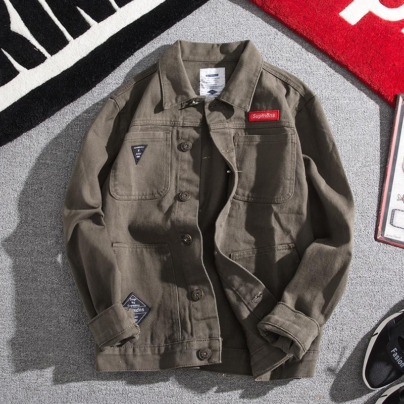 Demi-season retro denim men's camouflage trend Japanese jacket