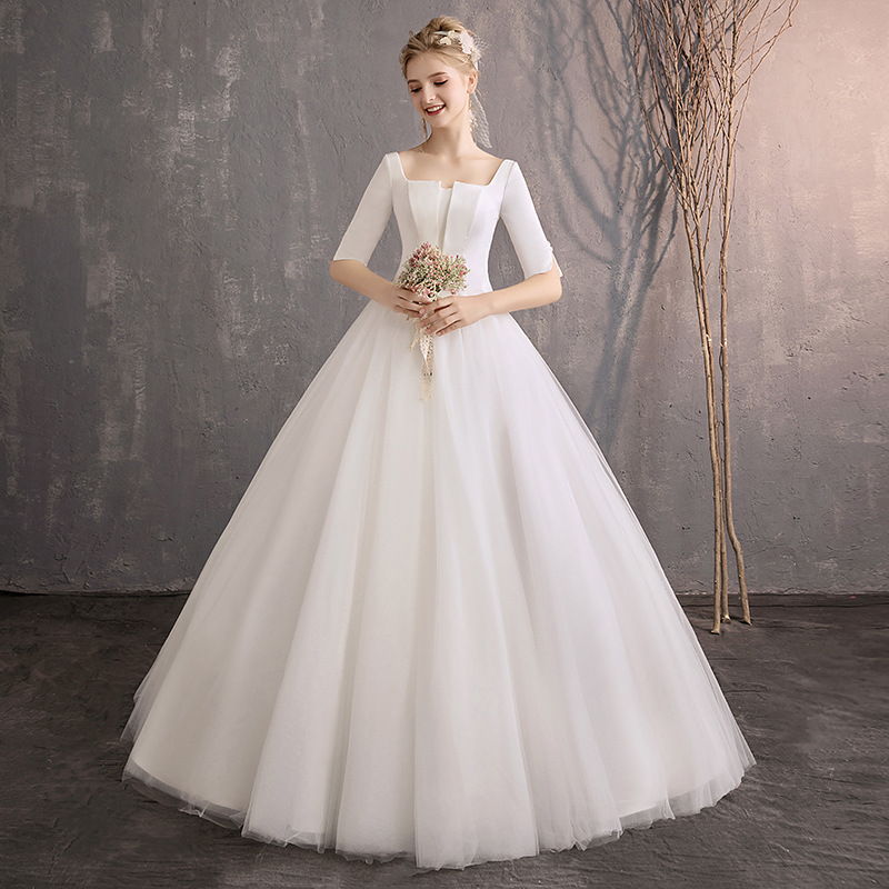 2024 nuevo estilo francés pequeño vestido de novia simple elegante adelgazamiento vestido de novia compromiso frío temperamento satén vestido de novia