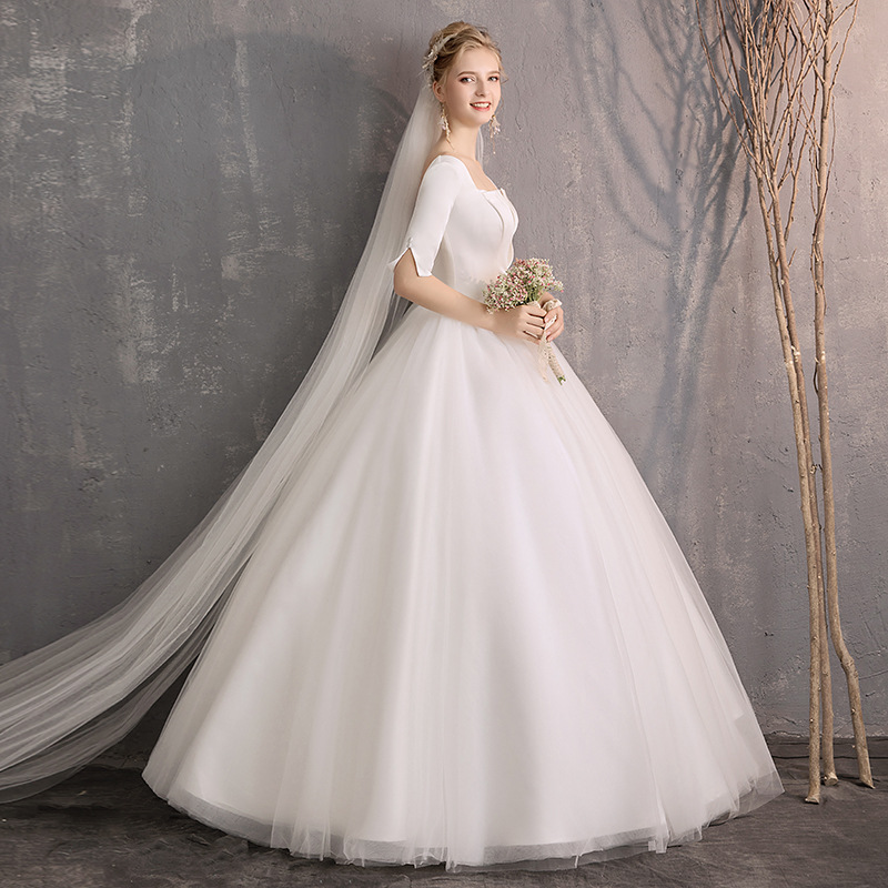2024 nuevo estilo francés pequeño vestido de novia simple elegante adelgazamiento vestido de novia compromiso frío temperamento satén vestido de novia