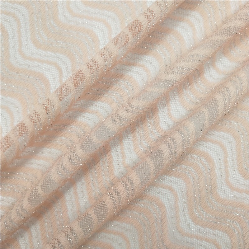 锦氨银线弯条网针织弹力布 晚礼服舞台表演服连衣裙面料 95gsm