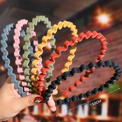Internet-famous hair accessories women's wavy simple solid color headband Korean style matte non-slip face-washing headband simple versatile headwear