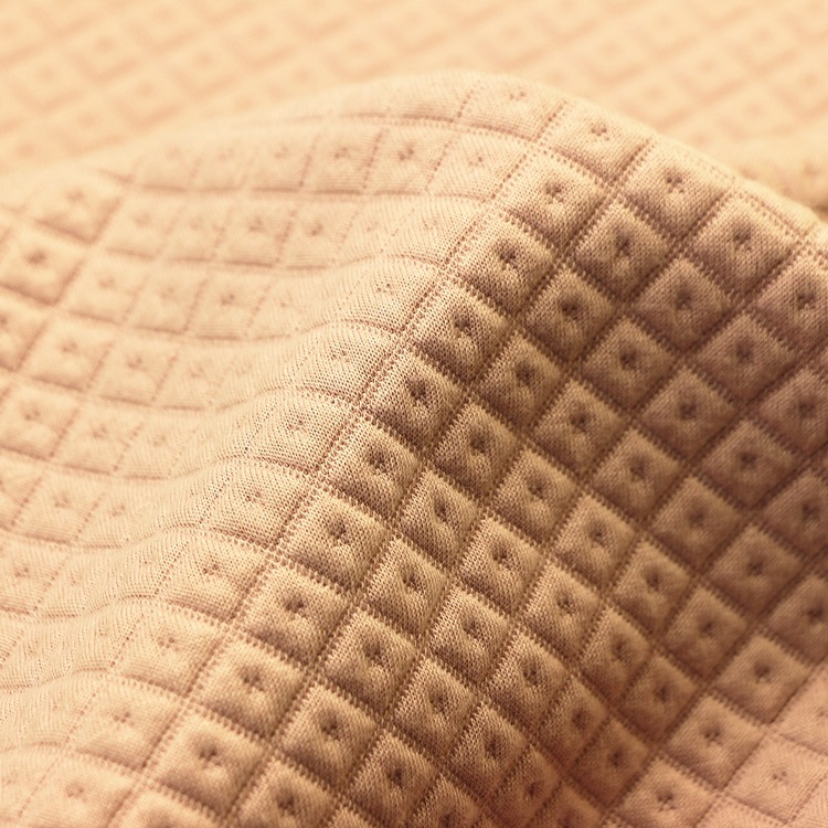 涤氨纶提花空气层牛肚布双面夹丝夹棉布起泡泡布弹力提花空气层布