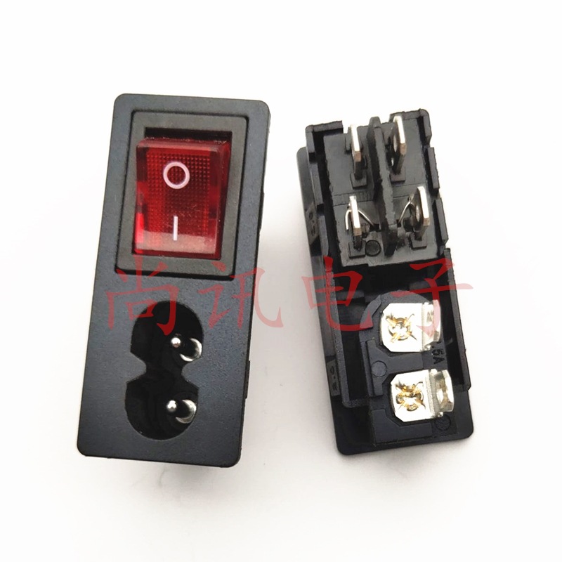 二合一AC电源插座八字插座JR-201SAR 8字二合一插座 带开关