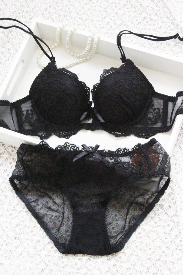 Underwear, set, sexy push up bra, European style, with embroidery