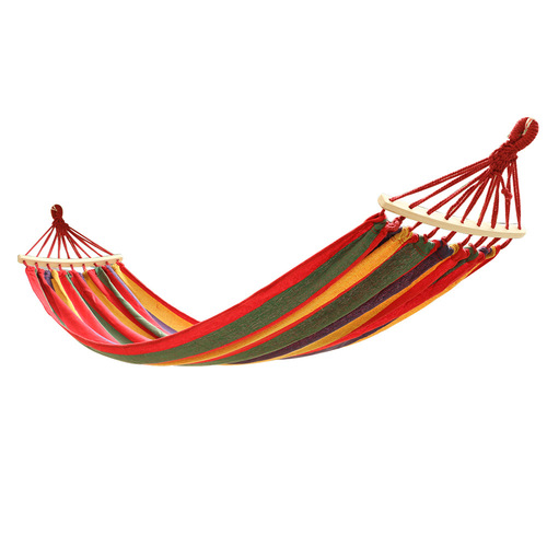 Canvas curve bar swing hammock wooden stick anti-tip children's single or double hammock outdoor camping gear