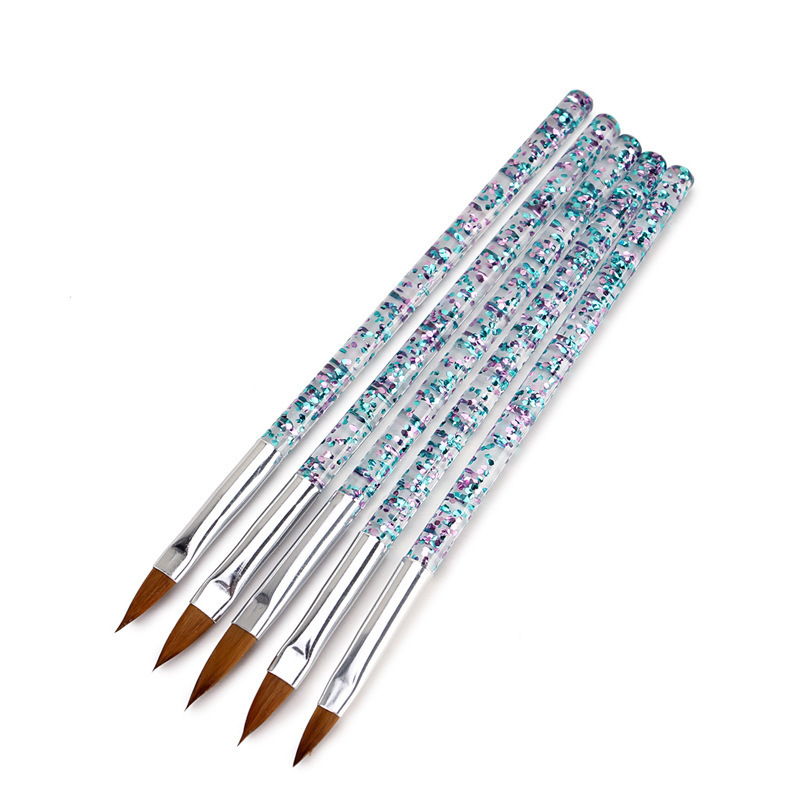 Shuanggeyi Cross-Border Best-Selling 5-Pack Crystal Pen Carving Pen Black Rod Slim Waist Extension Glue Pen Nail Brush