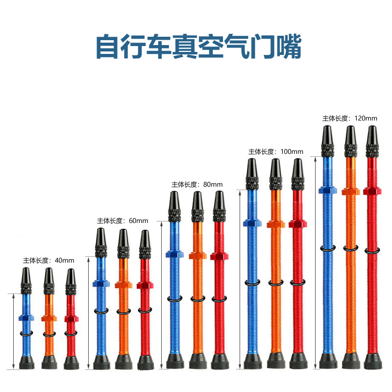 现货 自行车真空无内胎气门嘴彩色法式铝合金气嘴 法式气门嘴