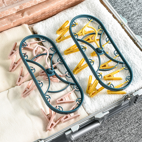 2890 plastic drying rack 12-clip windproof multi-functional dormitory household underwear drying rack student sock rack