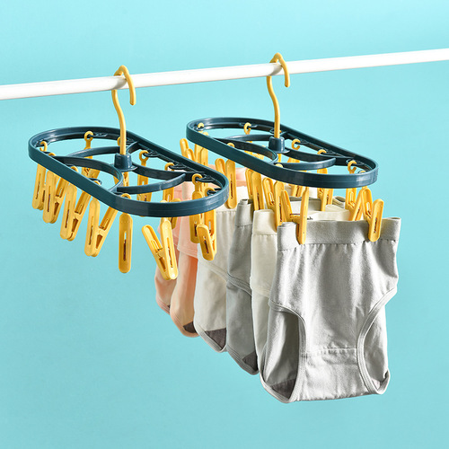 2890 plastic drying rack 12-clip windproof multi-functional dormitory household underwear drying rack student sock rack