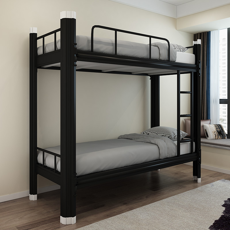 Upper and lower bunk iron bed student dormitory staff apartment double iron bed 1.2m high and low bed steel double iron bed