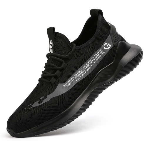 Safety shoes for men, anti-puncture and anti-impact, flyknit upper, lightweight and soft, fashionable safety shoes, factory wholesale protective shoes