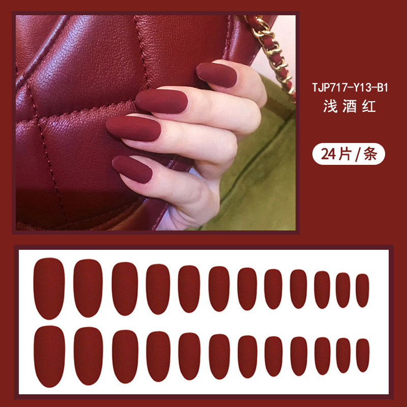 Uñas de uñas de color sólido, uñas largas puntiagudas, uñas de uñas mate mate, parches de uñas falsas, productos terminados al por mayor image 44