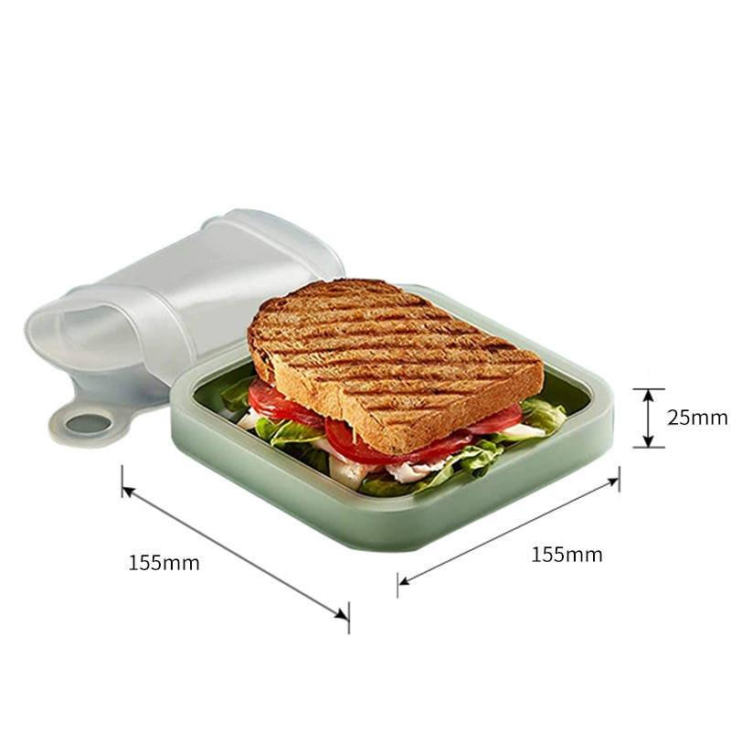KESSILER Sandwich Toast Bento Box - переносной ланч-бокс, 155×155×25 мм, прозрачный зеленый