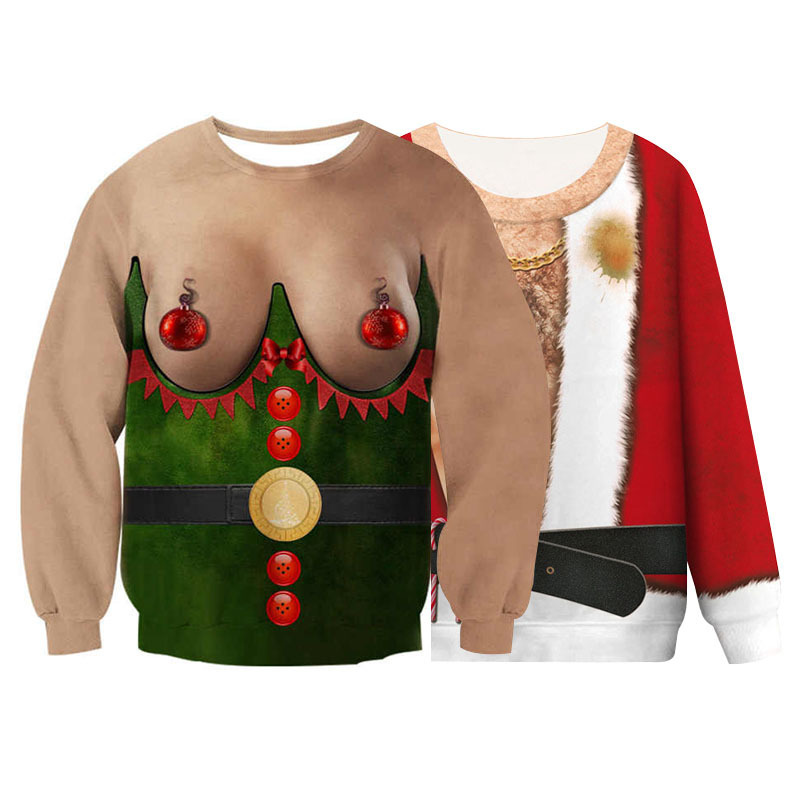 2023 Winter New 3D Digital Printing Men's Round Neck Casual Loose Sweater Pullover Hoodie_voghion.com