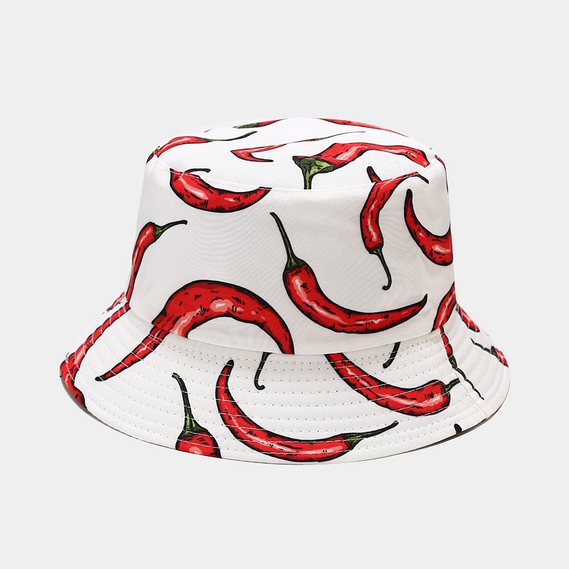 Sombrero de pescador con estampado de vegetales creativo y novedoso 2026 para mujer, sombrero de sol informal para exteriores de verano, sombrero tipo pescador versátil.