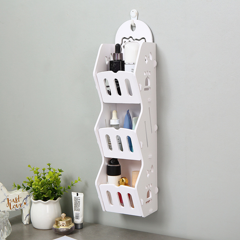 Estante de almacenamiento de baño sin perforar tipo gancho inodoro esquina estante de almacenamiento artículos de tocador cosméticos estante de almacenamiento