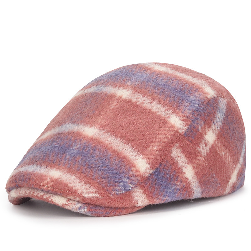 Nova volnena ženska pisana karirasta moška britanska kapa z vzorcem račjega kljuna, ležerna in modna topla baretka_voghion.com