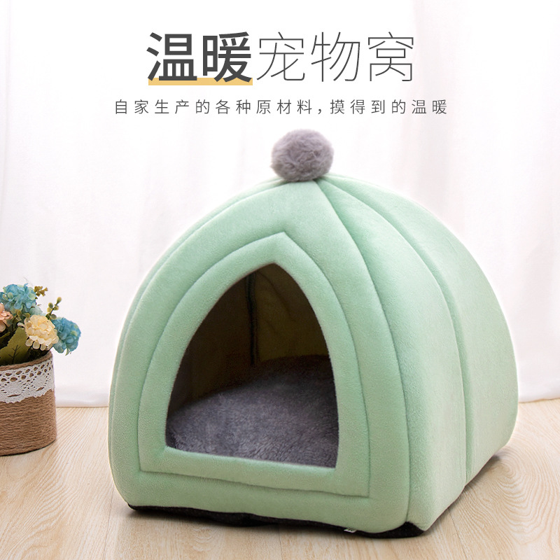 Nido de mascota al por mayor gato Nido invierno cálido perrera Four Seasons universal gato Casa semi-cerrado gato cama casa nido de mascotas