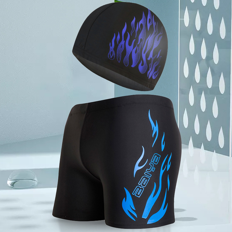 Qi Lang natación troncos hombres Boxer adultos natación troncos Natación traje de nylon suelta más el tamaño de los hombres pantalones de natación impresos al por mayor