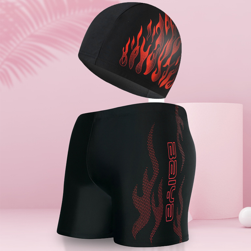 Qi Lang natación troncos hombres Boxer adultos natación troncos Natación traje de nylon suelta más el tamaño de los hombres pantalones de natación impresos al por mayor