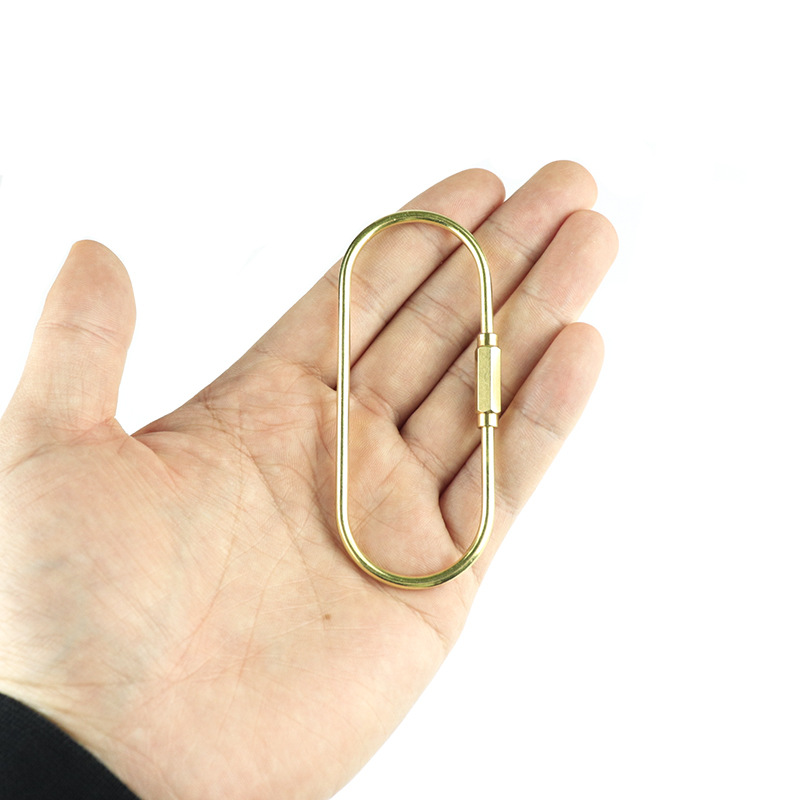 Llavero de latón llavero de metal para hombres y mujeres Llavero de metal EDC herramienta hebilla en forma de d