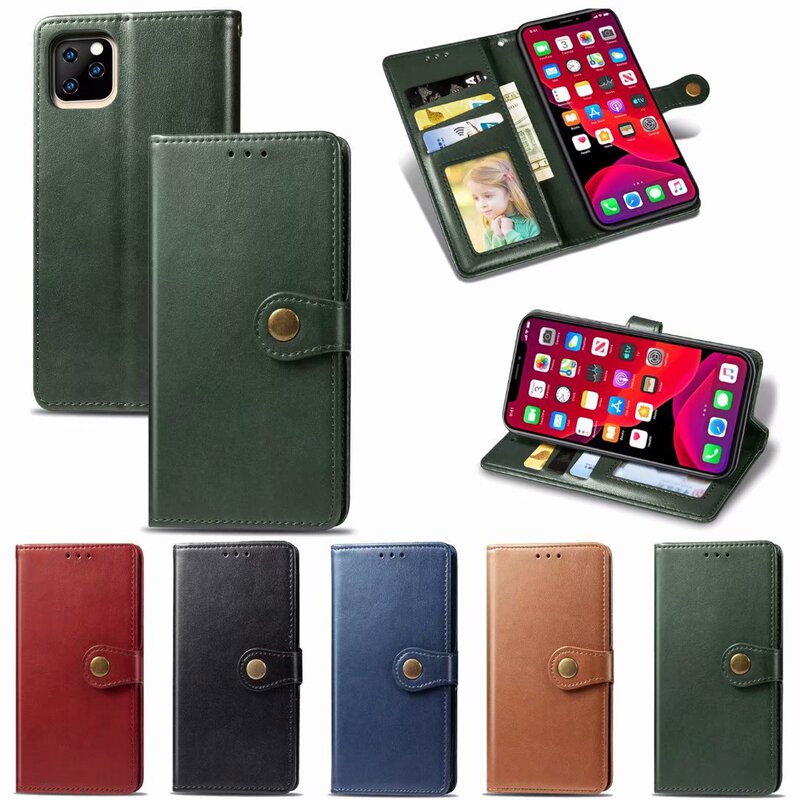 Suitable for iPhone16ProMax Retro Mobile Phone Case Apple 15 Card Wallet Protective Case SE4 Round Buckle Leather Case