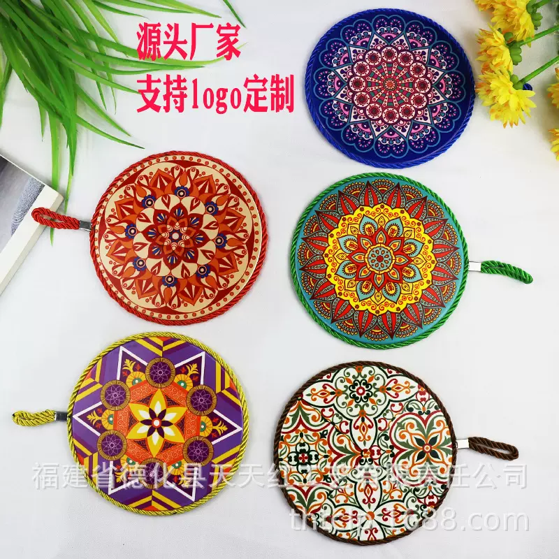 源头厂家隔热防烫餐垫砂锅垫软木北欧风情陶瓷挂件来图可订logo