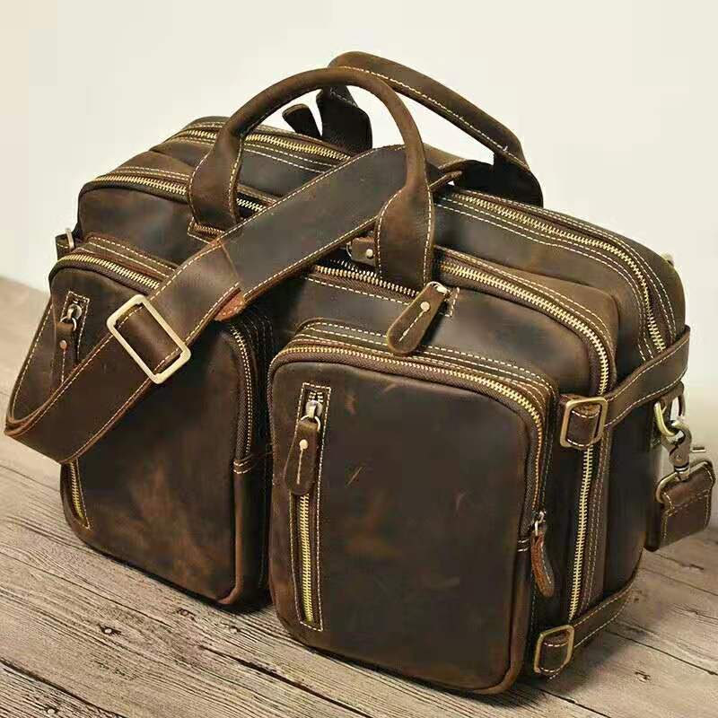 남자의 가죽 휴대용 어깨 슬링 비즈니스 남성 컴퓨터 가방 머리카락의 세대