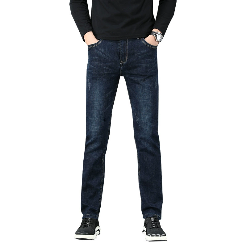 Мужские эластичные брюки, джинсы для отдыха, Slim fit, свободный прямой крой