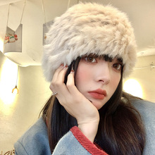 毛毛保暖真兔毛绒皮草女手勾帽子女冬季防寒百搭针织包头毛线帽