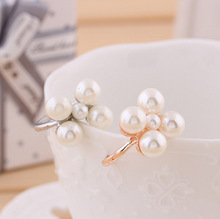 W038 韩国进口戒指饰品来自星星的你同款珍珠花戒指 指环现货批发